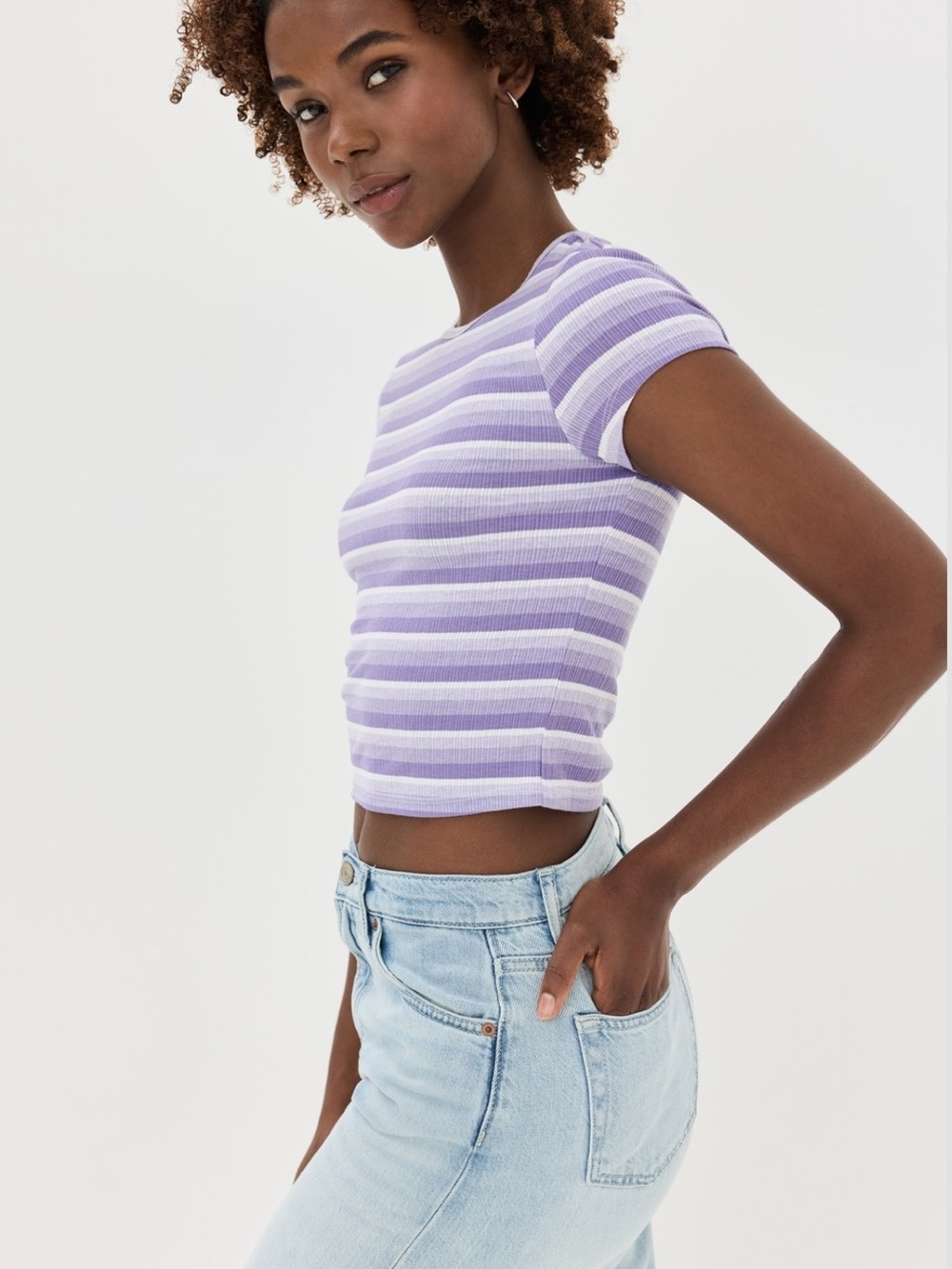 Reformation Muse Striped Ribbed Tee - Picture 3 of 9